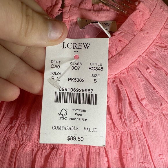 NWT J.Crew Neon Pink Clip-Dot Smocked Top BO348 size Small - Picture 3 of 12